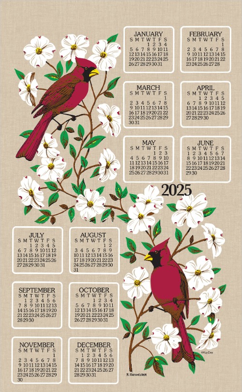 2025 Calendar Towel (3460) Dogwood & Cardinal