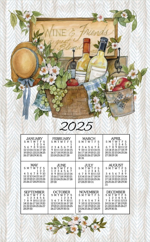 2025 NEW Calendar Towel (3467) Wine Basket (WERE $9.99 NOW $4.99)Only 5 remining