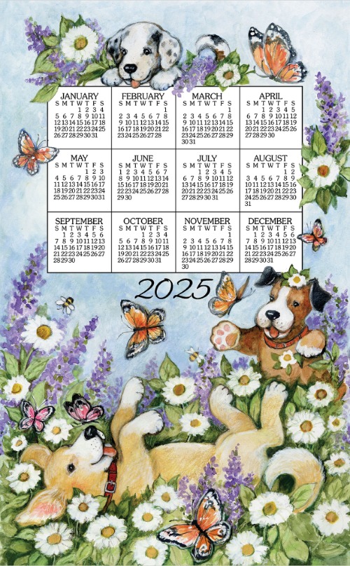 NEW for 2025 Calendar Towel (3468) Playful Puppies