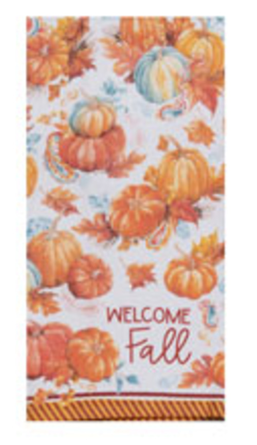 Kay Dee (H7095) Harvest Pumpkin Hello Fall Dual Purpose Terry Towel