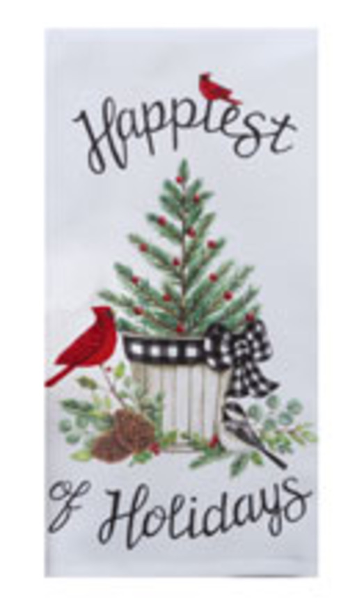 Kay Dee (H7099) Winter Cardinal Happiest Holidays Dual Purpose Terry Towel
