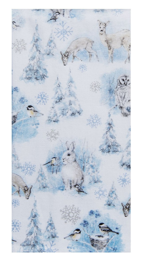 Kay Dee (H7160) Let it Snow Snowy Forest Dual Purpose Terry Towel