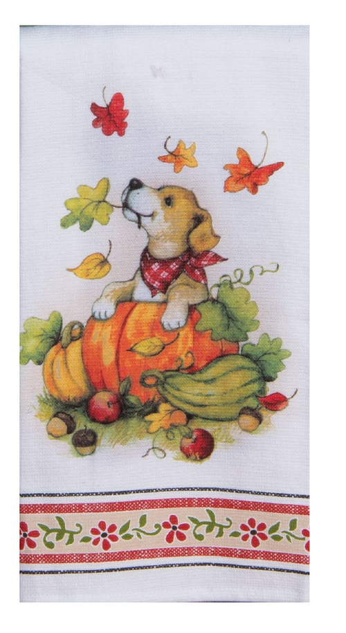 Kay Dee (H7186) Fetching Fall Pumpkin Pup Dual Purpose Terry Towel