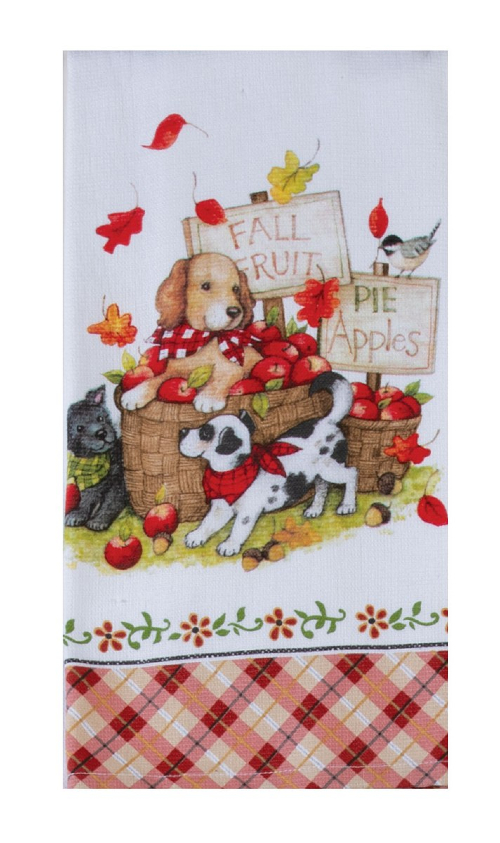 Kay Dee (H7188) Fetching Fall Apple Basket Pups Dual Purpose Terry Towel
