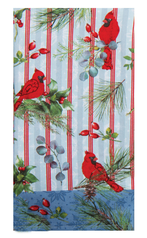 Kay Dee (H7227) Winter Blue Cardinal Greenery Dual Purpose Towel