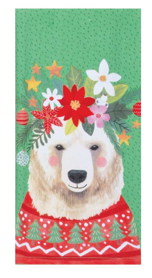 Kay Dee (H8273)          Holiday Flowers Everywhere Bear Dual Purpose Towel