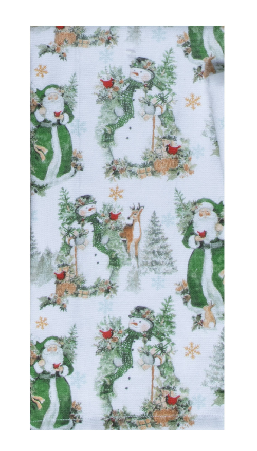 Kay Dee (H8333) Sage Santa Snowman & Santa Toss Dual Purpose Towel