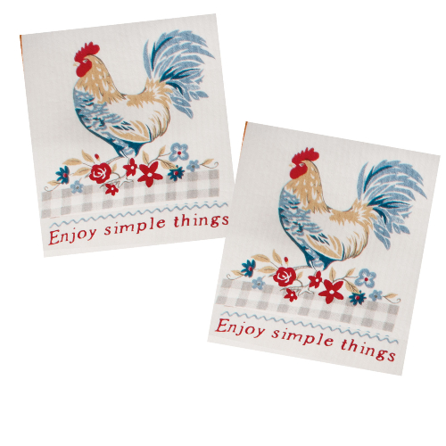 Kay Dee (R8029) Countryside Rooster 2PK Swedish Fun Cloths (were $10.99 now $8.99)