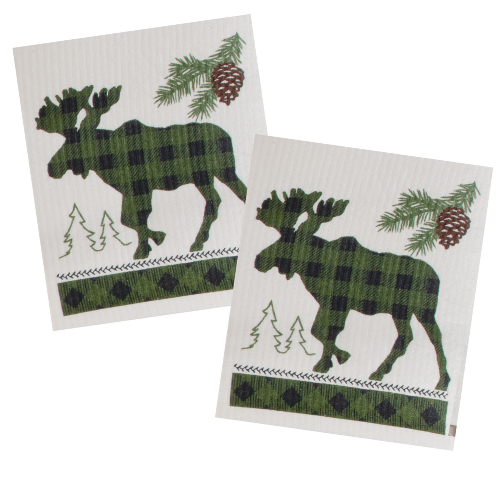 Kay Dee (R8146) Woodland Moose 2PK Swedish Fun Cloths (were $10.99 ow $8.99)