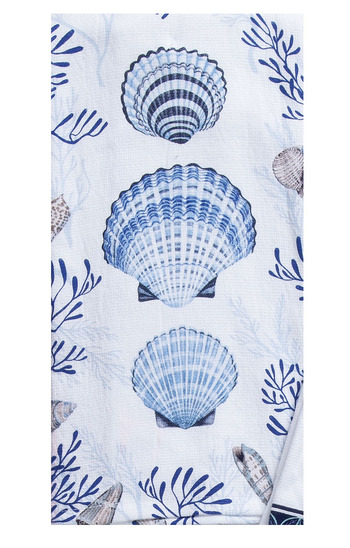Kay Dee (R8406) Blue Shell Coastal Scallops Dual Purpose Terry Towel