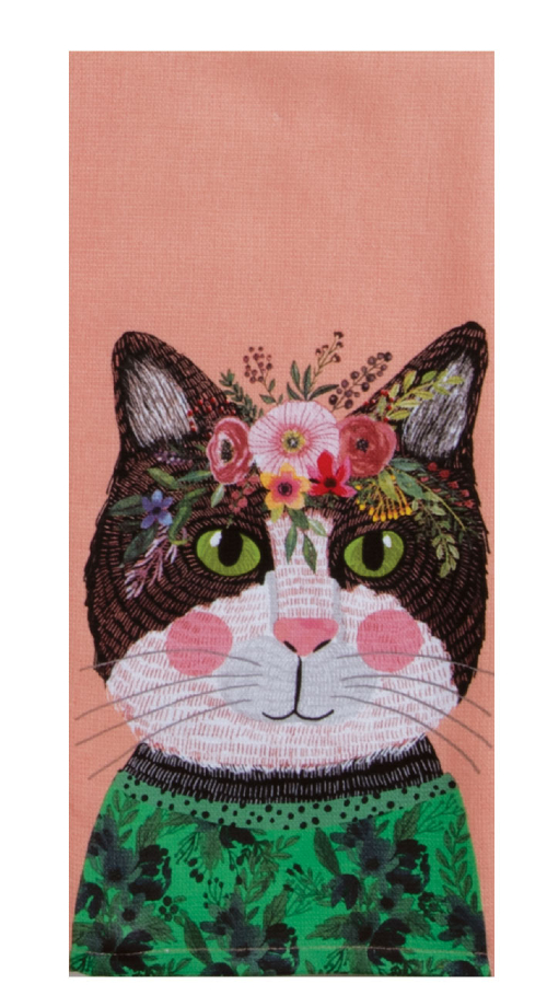 Kay Dee (R8582) Flowers Everywhere Cat Dual Purpose Towel