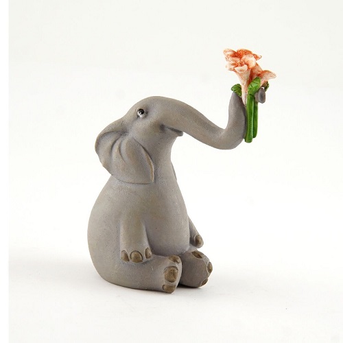 Topland #4627 Elephant Holding up Flowers