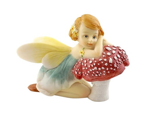 Topland #4491 Flower Fairy Resting on Mushroom