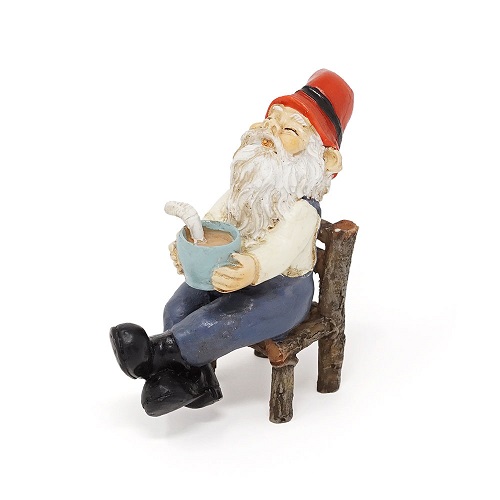 Topland #4786 Garden Gnome with Coffee