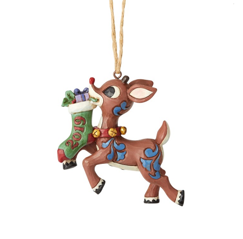 Jim Shore #6004148 2019 Rudolph Stocking Ornament 