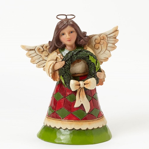 Jim Shore #4041102 Mini Christmas Angel With Wreath