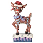 Jim Shore #4058340 Lighted Rudolph with Santa Hat