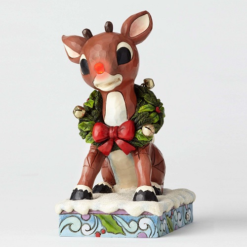 Jim Shore #6001056 Lighted Rudolph with Wreath figurine