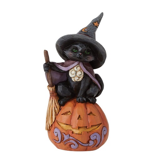 Jim Shore #6009515 Mini Black Cat on Pumpkin