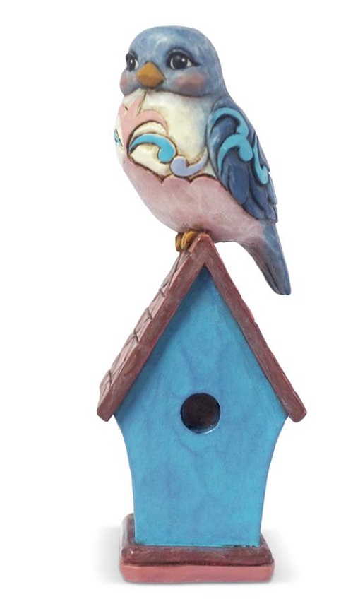 Jim Shore #6003981 Mini Bluebird on Birdhouse