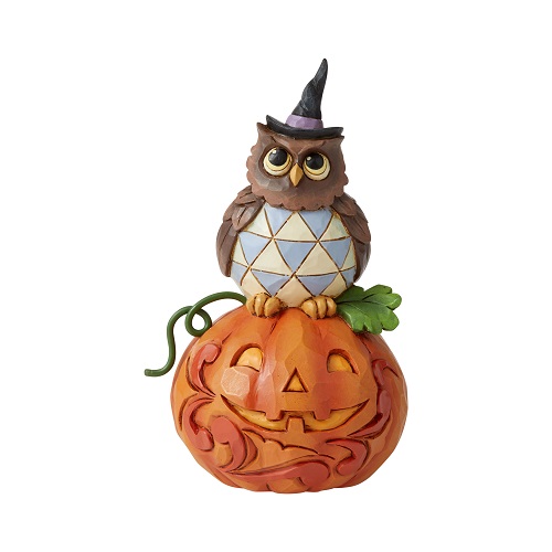 Jim Shore #6006704 Mini Jack-O-Lantern With Owl