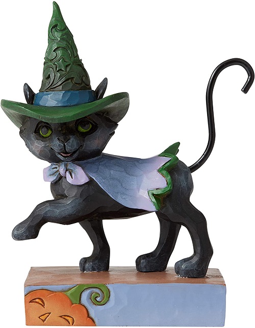 Jim Shore #6006705 Mini Walking Black Cat With Witches Hat