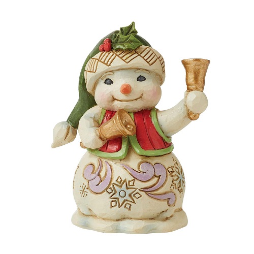 Jim Shore #6011490 Snowman with Christmas Bells Mini
