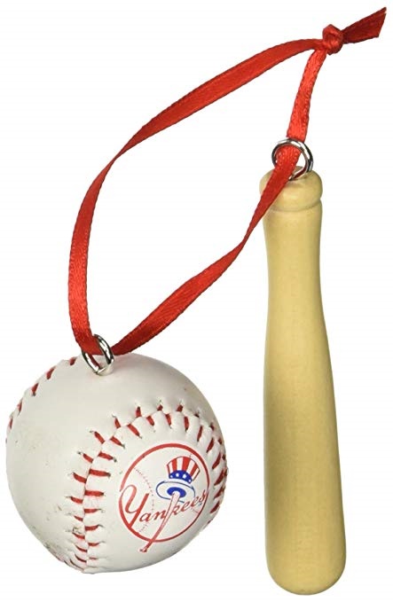 Red Sox #MB0012YNK Yankees Baseball & Bat Ornament