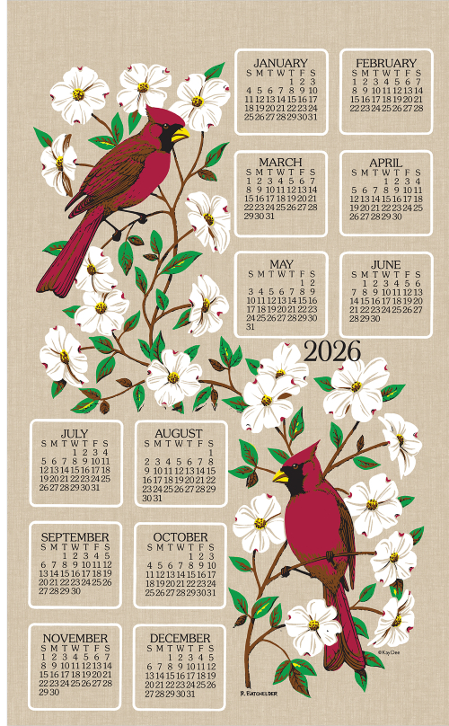 2026  Calendar Towel (3550) Dogwood & Cardinal  (Shipping in June) 