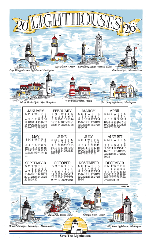 2026 Calendar Towel (3551) Lighthouses (Shipping in June)