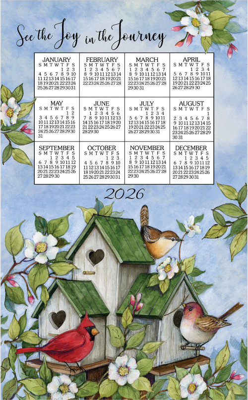 2026 Calendar Towel (3560) Birdhouses (Shipping in June)