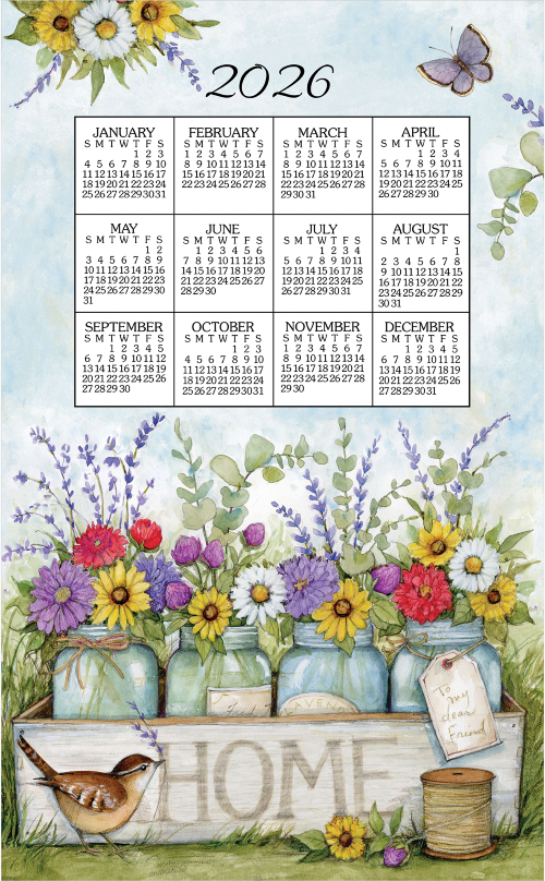 2026 Calendar Towel (3561) Home Floral  (Shipping in June)