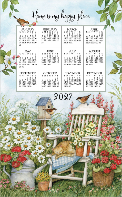 2027 Calendar Towel (3570) Cat On Chair NEW