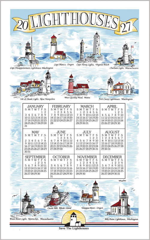 2027 Calendar Towel (3574) Lighthouses 
