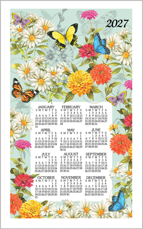 2027 Calendar Towel (3576) Butterfly Garden