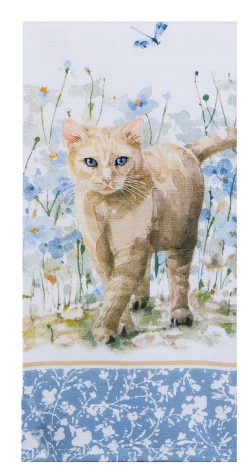 Kay Dee (R6978) Bohemian Blue Cat Dual Purpose Terry Towel