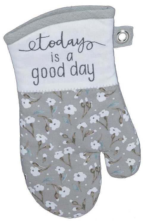 Kay Dee (R4115) Handmade Good Day Gray Embroidered Oven Mitt