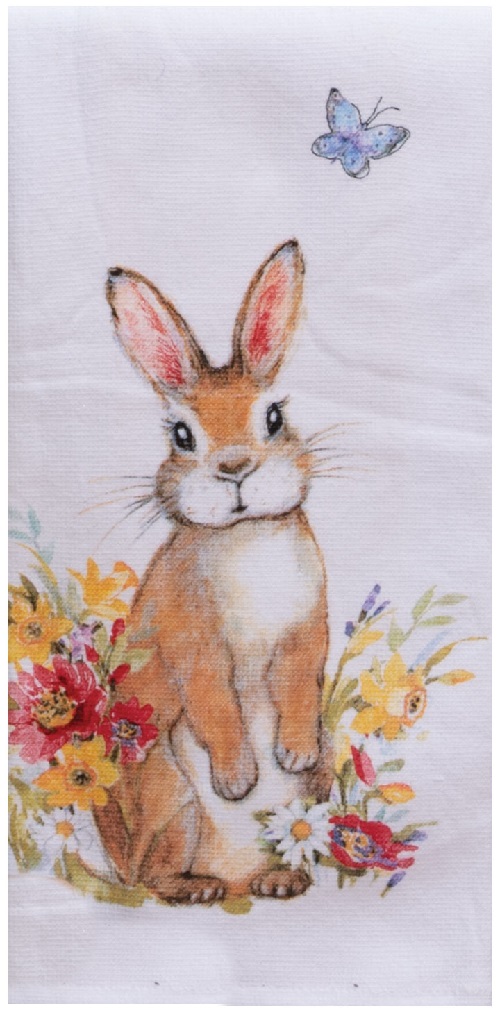 Kay Dee (R7390) Spring Floral Bunny Dual Purpose Terry Towel