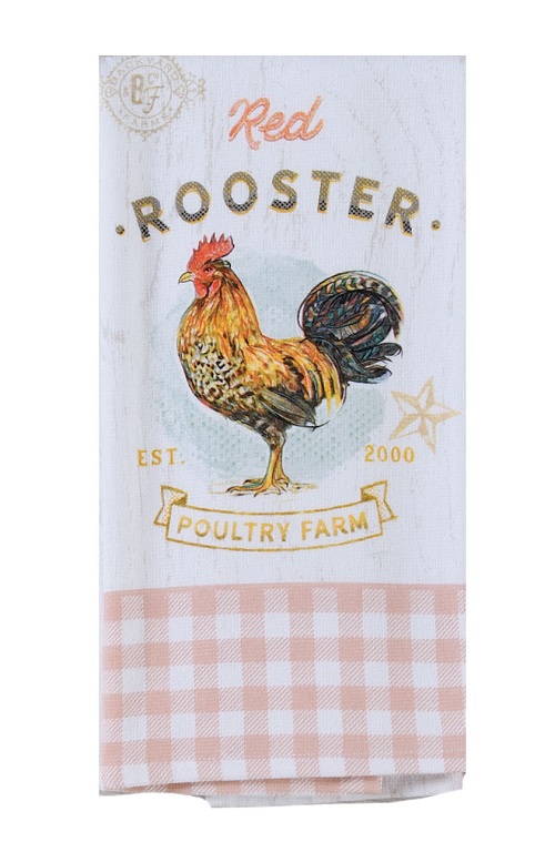 Kay Dee (R7090) Local Market Red Rooster Dual Purpose Terry Towel