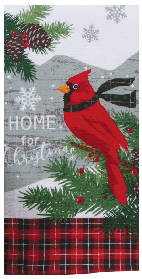 Kay Dee (H6000) Woodsy Christmas Cardinal Dual Purpose Terry Towel
