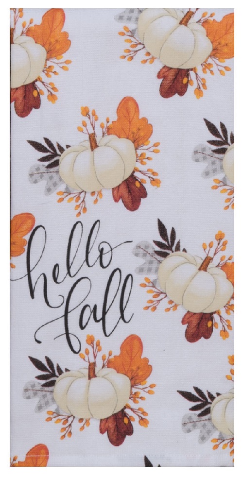 Kay Dee (H6193) Gingham Pumpkin Hello Fall Dual Purpose Terry Towel