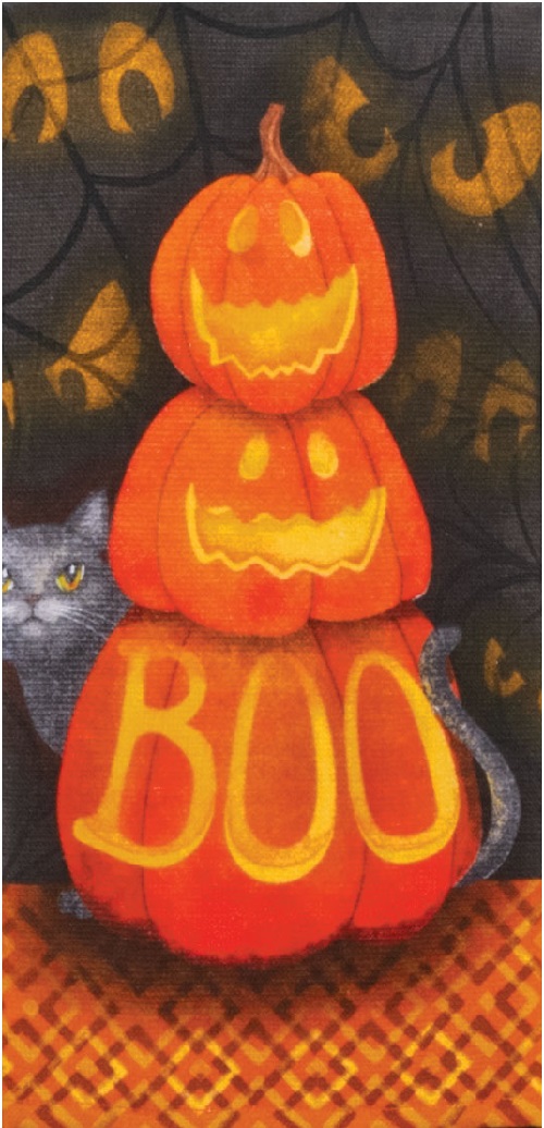 Kay Dee (H6410) Halloween Boo Pumpkins Dual Purpose Terry Towel