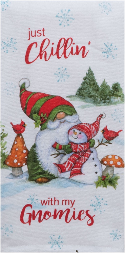 Kay Dee (H6430) Christmas Gnomes Chillin Gnomies Dual Purpose Terry Towel