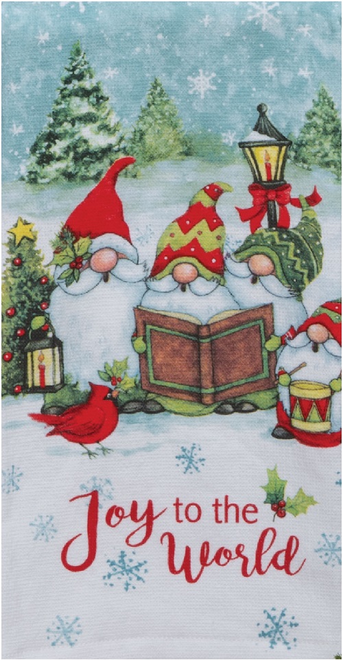 Kay Dee (H6433) Christmas Gnomes Joy to the World Dual Purpose Terry Towel