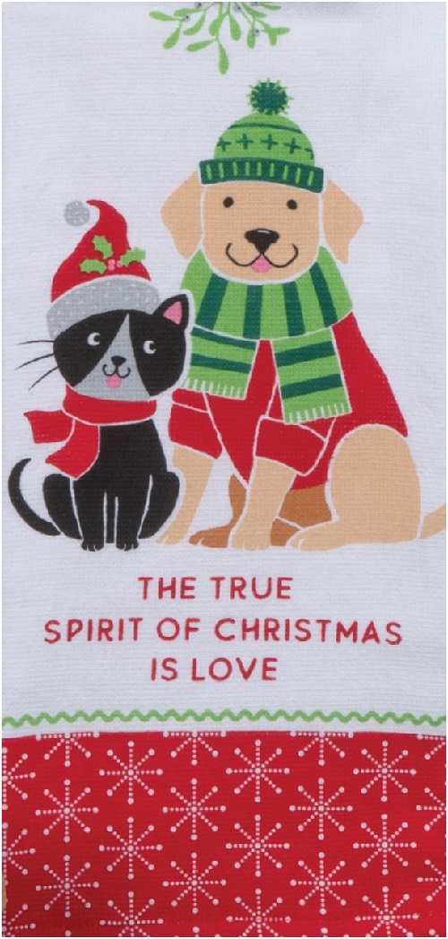 Kay Dee (H6444) Christmas Pets Spirit of Christmas Dual Purpose Terry Towel