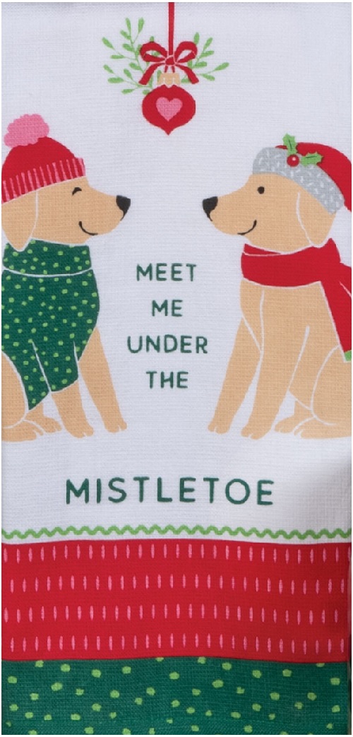 Kay Dee (H6446) Christmas Pets Mistletoe Dual Purpose Terry Towel