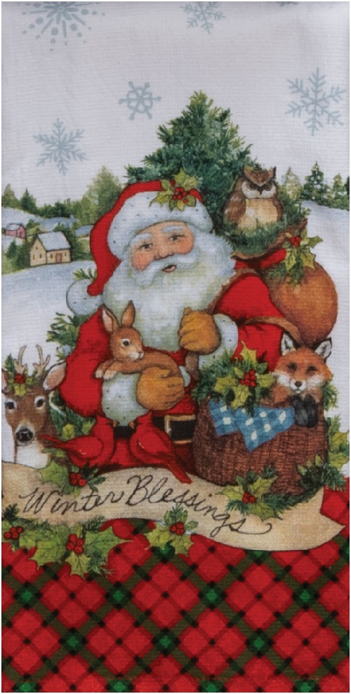 Kay Dee (H6506) Home for Christmas Santa Dual Purpose Terry Towel