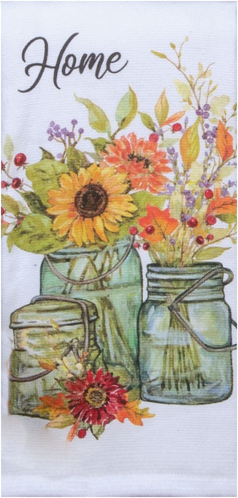Kay Dee (H6547) Hello Autumn Mason Jars Dual Purpose Terry Towel