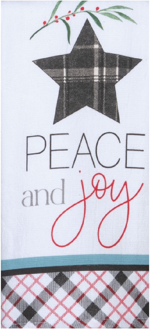Kay Dee (H6554) Merry Christmas Peace & Joy Dual Purpose Terry Towel