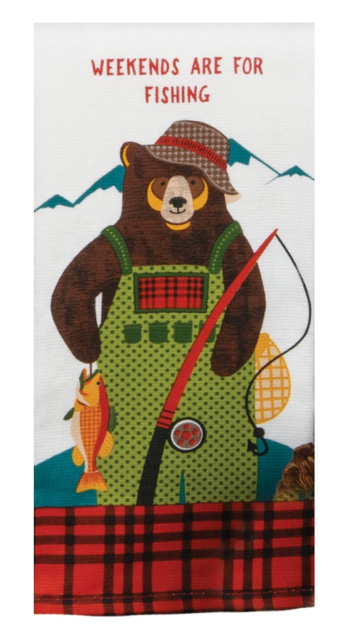Kay Dee (R7222) Forest Friends Fishing Bear Dual Purpose Terry Towel